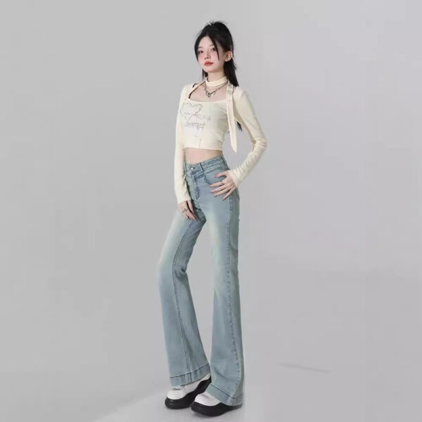 light blue flared jeans for women | 1083 - Image 4