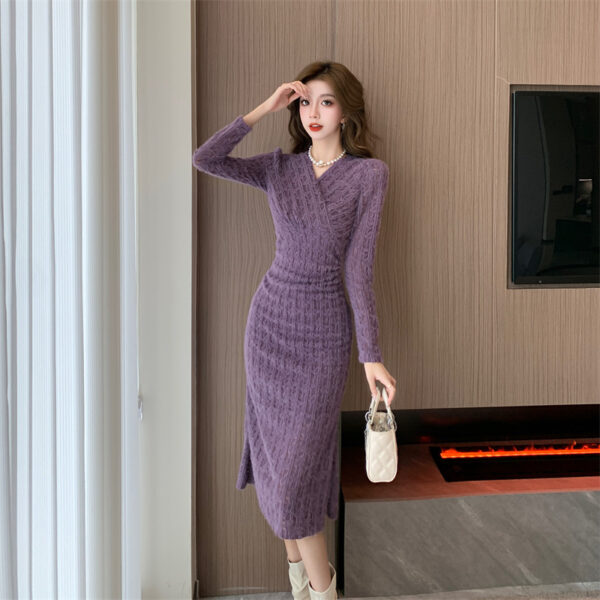 Real Shot Cost-Effective Sexy V-neck Waist-Controlled Slimming Feminine Lace Fishtail Skirt Mid-Length Underwear Dress | 1013 - Image 5