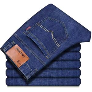 men's jeans business stretch pants casual versatile men's wear mid-waist loose  | 1036