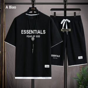 FEAR OF GOD DOUBLE LINE ESSENTIALS WAFFLE T SHORTS TWO-PIECE SET MEN'S SUMMER NEW STYLE WHOLESALE | 1015