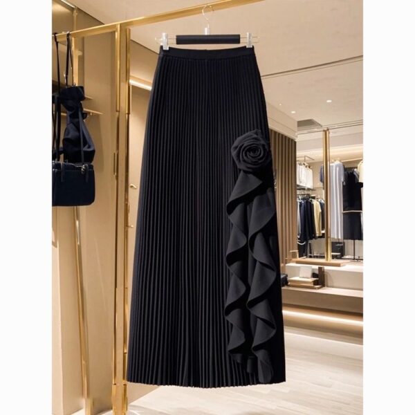women 2024 autumn and winter new high waist slim milky white mid-length skirt Frech style |1043 - Image 2