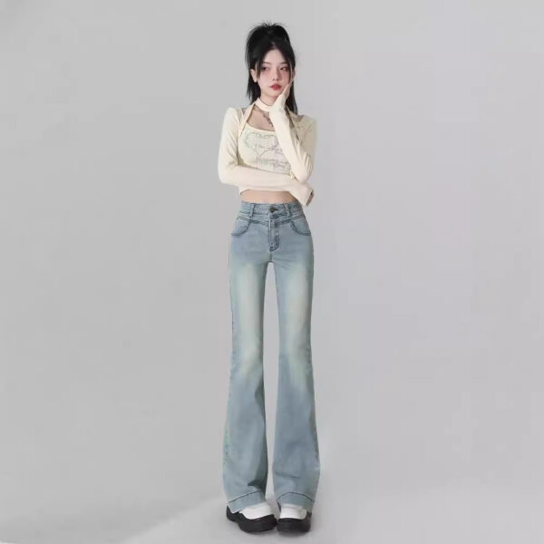 light blue flared jeans for women | 1083 - Image 3