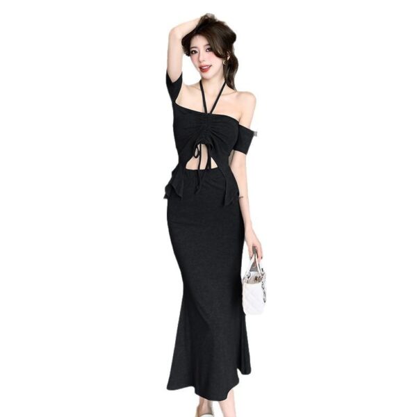 female summer pure desire style sexy halter neck tube top hip fishtail  | 1130 - Image 5