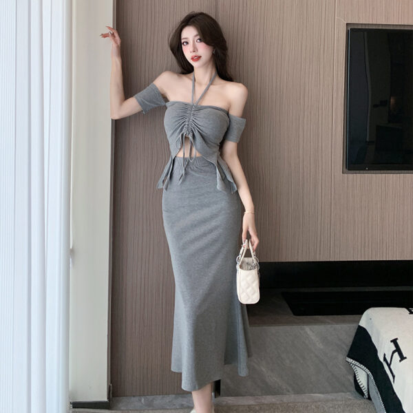 female summer pure desire style sexy halter neck tube top hip fishtail  | 1130 - Image 4