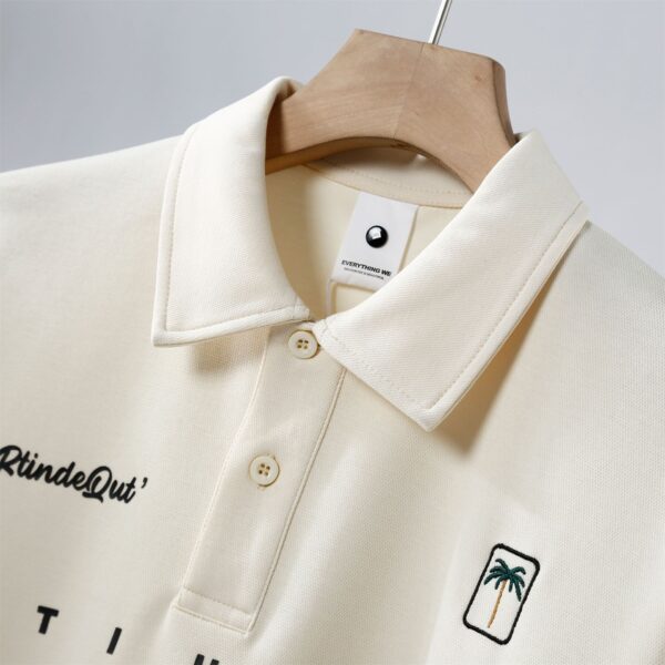 Cotton piqué lapel embroidered polo shirt | 8517 - Image 3