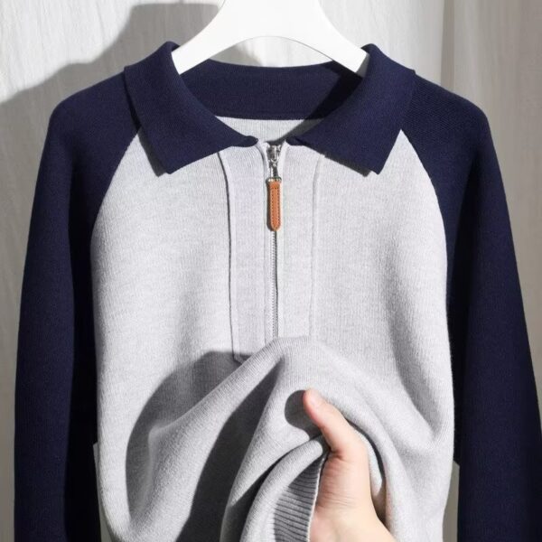 korean version new casual polo neck pullover sweater fall winter | 8520 - Image 2