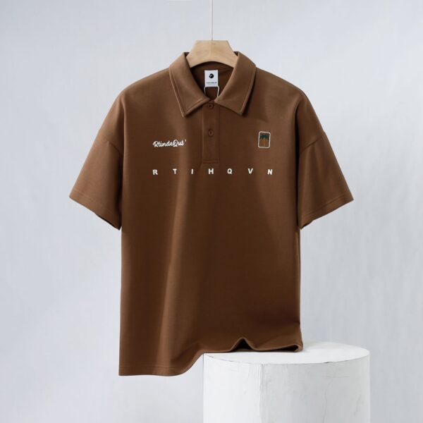 Cotton piqué lapel embroidered polo shirt | 8517 - Image 4