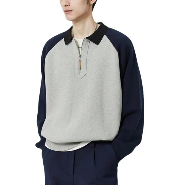 korean version new casual polo neck pullover sweater fall winter | 8520 - Image 5