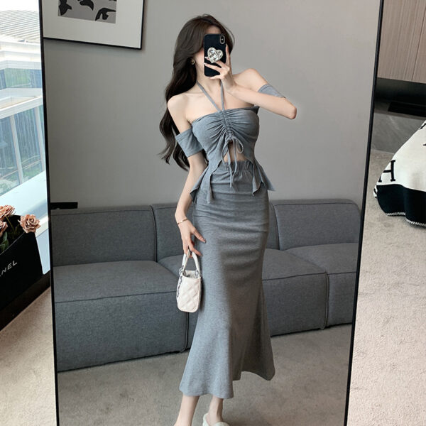 female summer pure desire style sexy halter neck tube top hip fishtail  | 1130 - Image 2