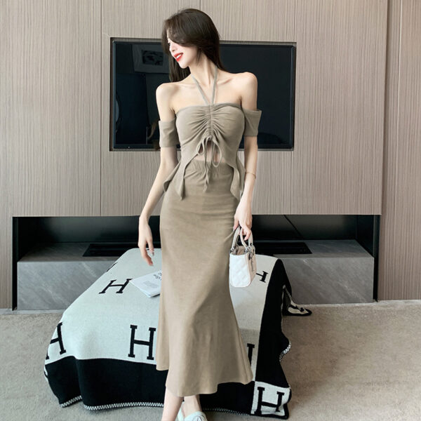 female summer pure desire style sexy halter neck tube top hip fishtail  | 1130 - Image 3