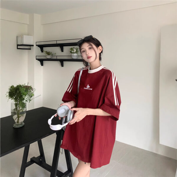 Cotton Korean version of the student design sense niche shoulder T-shirt | 8504 - Image 3