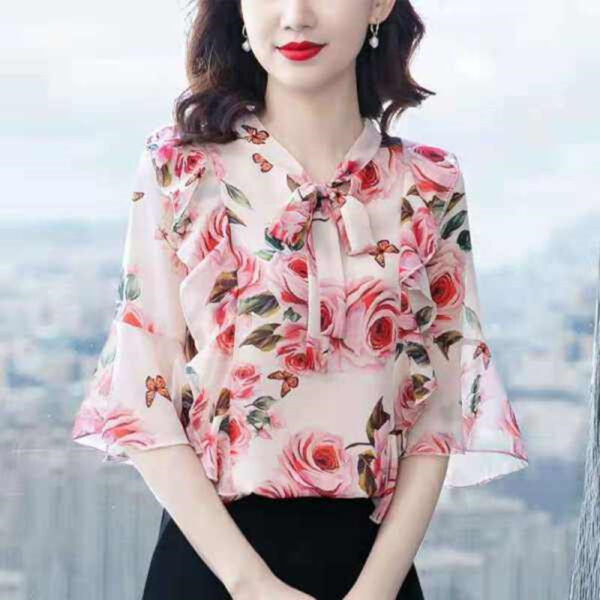 fashion temperament bell sleeve shirt top women's foreign style | 1171 - Image 2