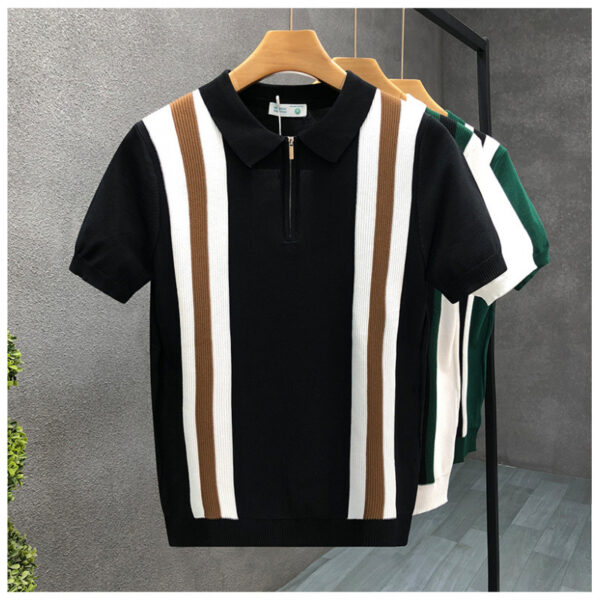 striped knitted polo shirt | 1165 - Image 2