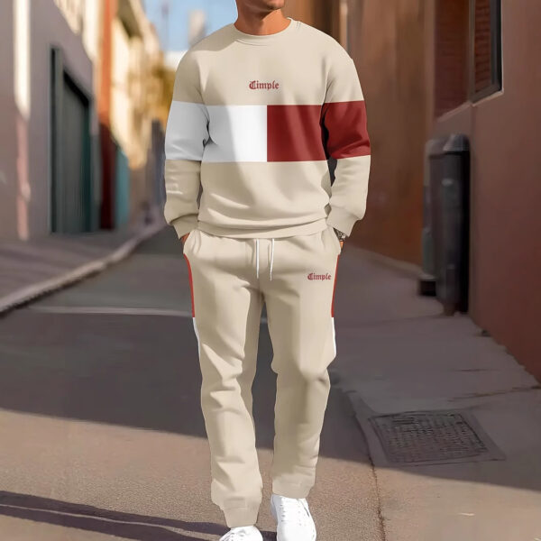 sports leisure men's round neck sweatshirt sweatpants suit | 1166 - Image 4