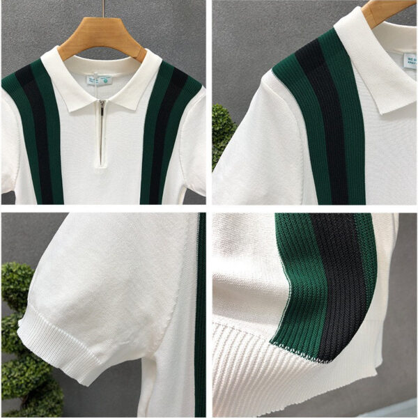 striped knitted polo shirt | 1165 - Image 4