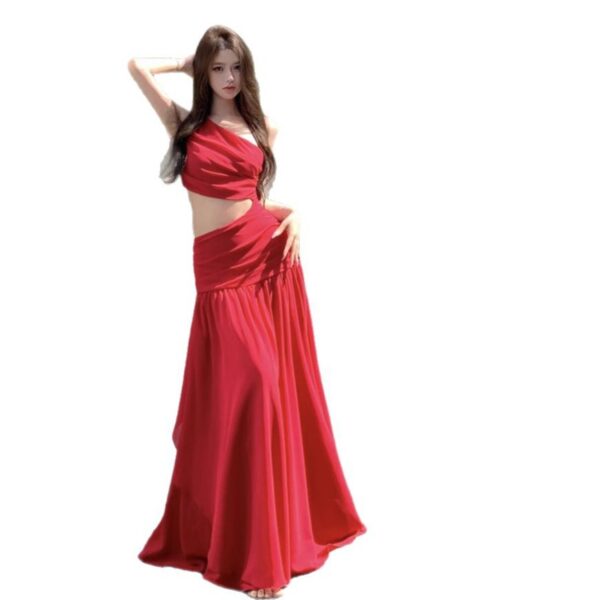 French style niche high-end cool off-shoulder waist dress for women | 1183 - Image 5