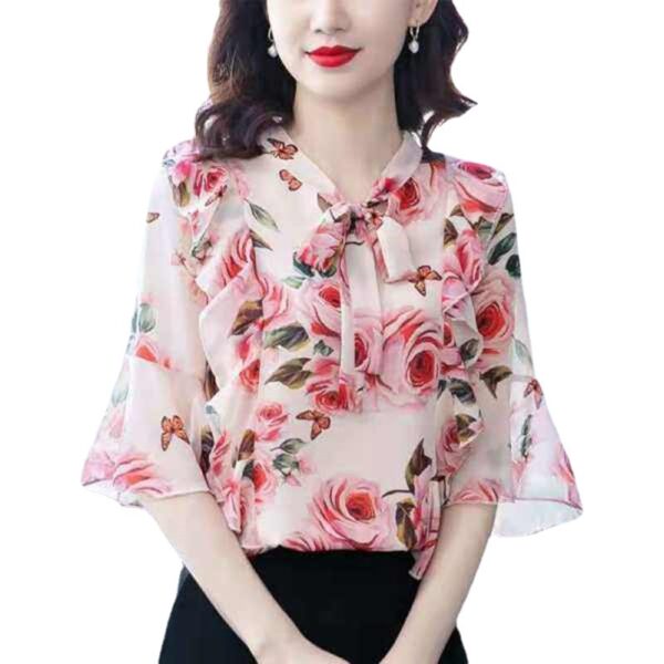 fashion temperament bell sleeve shirt top women's foreign style | 1171 - Image 5