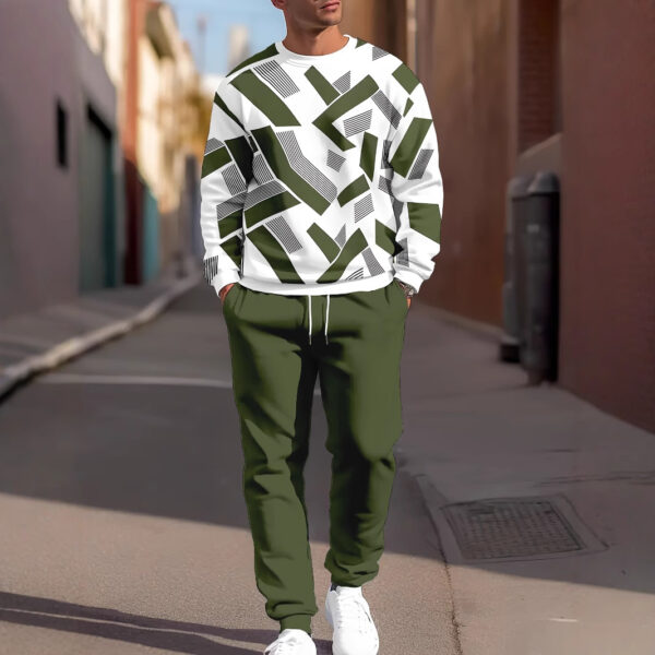 sports leisure men's round neck sweatshirt sweatpants suit | 1166