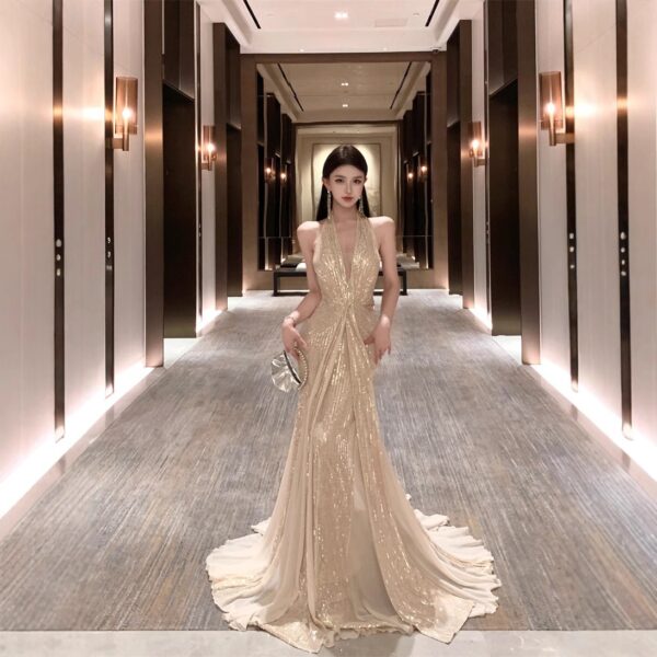 Mermaid Ji High-grade Fine Shining Neck dress Party Dress | 1149 - Image 8