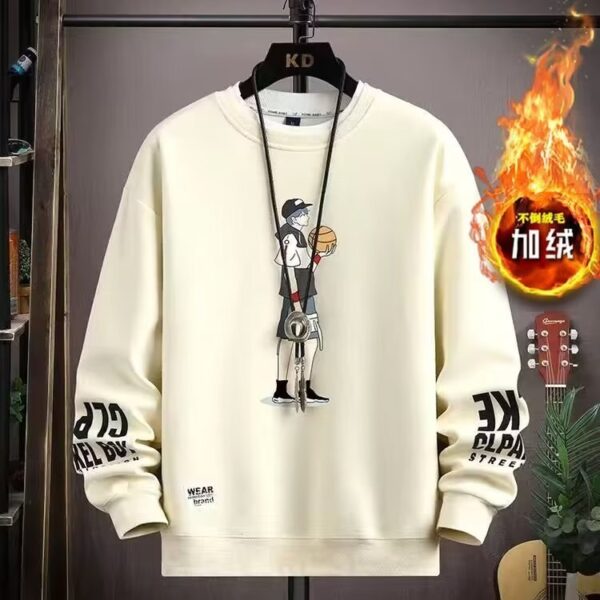 Round neck sweatshirt for men plus velvet and thickened | 1160 - Image 2