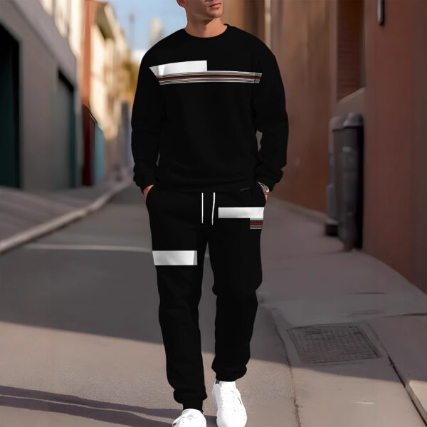 sports leisure men's round neck sweatshirt sweatpants suit | 1166 - Image 2