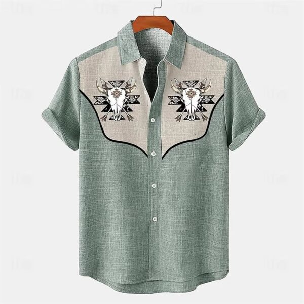 Breathable Linen Short Sleeve Fashion Short Sleeve Shirt Tops | 1167 - Image 3