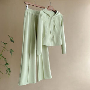 cardigan hooded sweatshirt straight-leg pants two-piece set | 1158