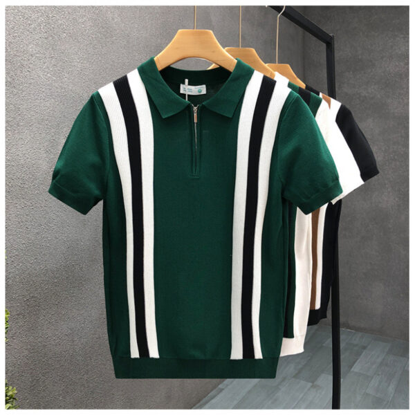 striped knitted polo shirt | 1165