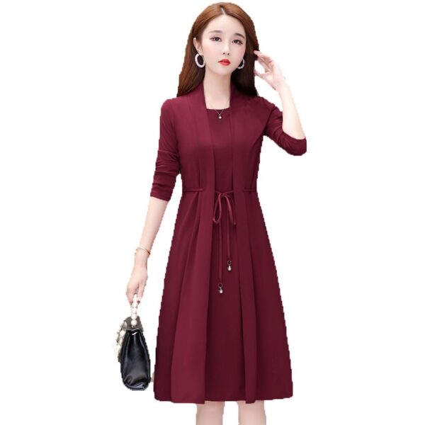 Fake Two-piece Dress Women's Slim Long Sleeves Rich Lady Noble Lady Western Style | 1191 - Image 2