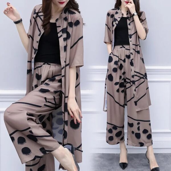 large size cardigan top wide-leg pants two-piece suit | 1193 - Image 5