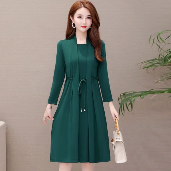 Fake Two-piece Dress Women's Slim Long Sleeves Rich Lady Noble Lady Western Style | 1191 - Image 4